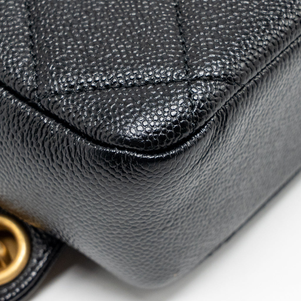 CHANEL QUILTED FLAP BACKPACK CAVIAR BLACK GHW (MICROCHIP)