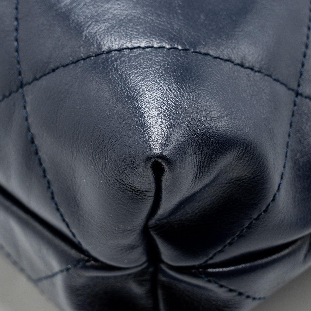 CHANEL SMALL 22 BAG CALFSKIN DARK BLUE GHW (MICROCHIP)