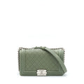 CHANEL MEDIUM BOY BAG CAVIAR LIGHT GREEN SHW