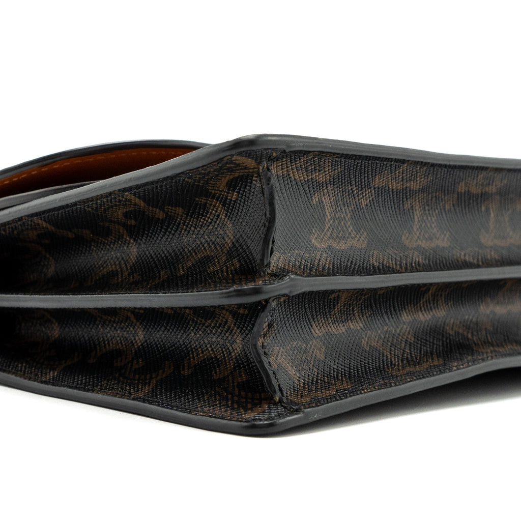 CELINE WALLET ON STRAP TRIOMPHE CANVAS/ LAMBSKIN TAN GHW