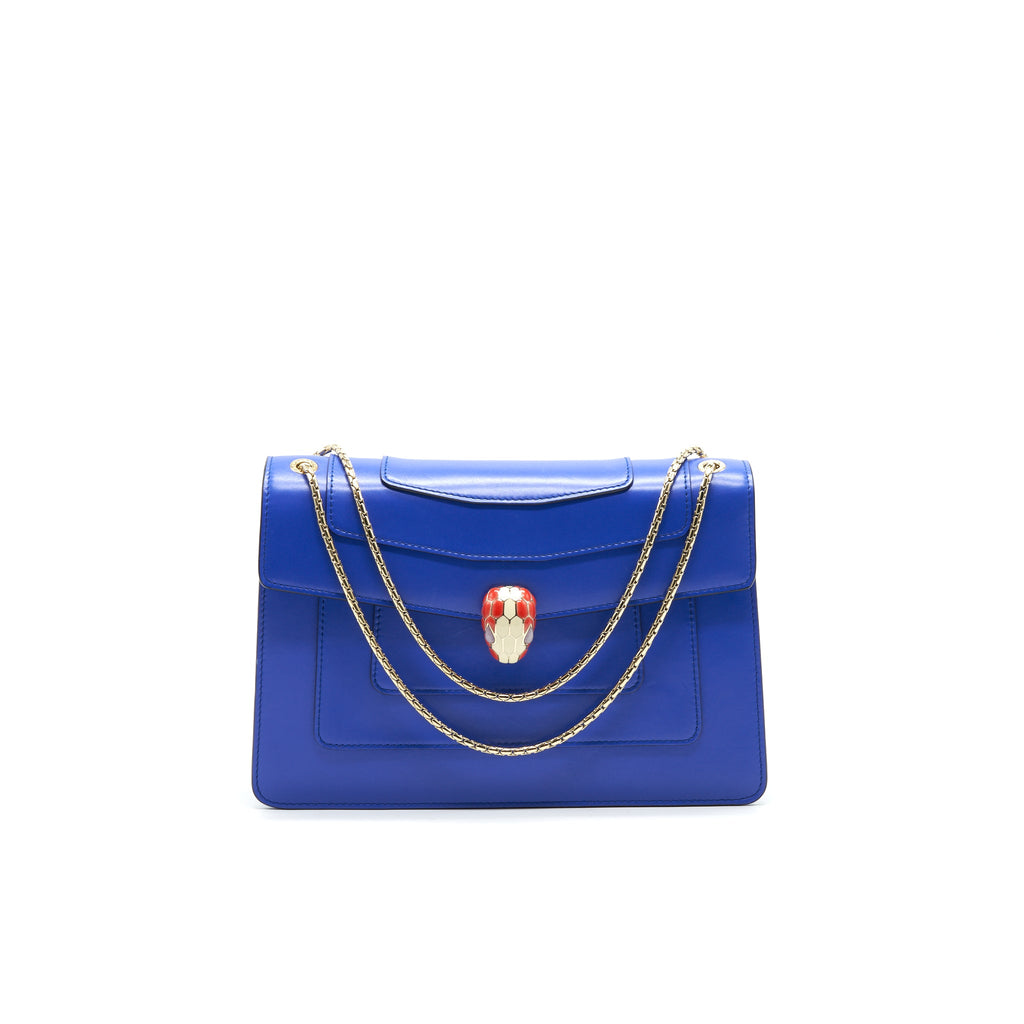 BVLGARI SERPENTI FOREVER SHOULDER BAG IN BLUE GHW