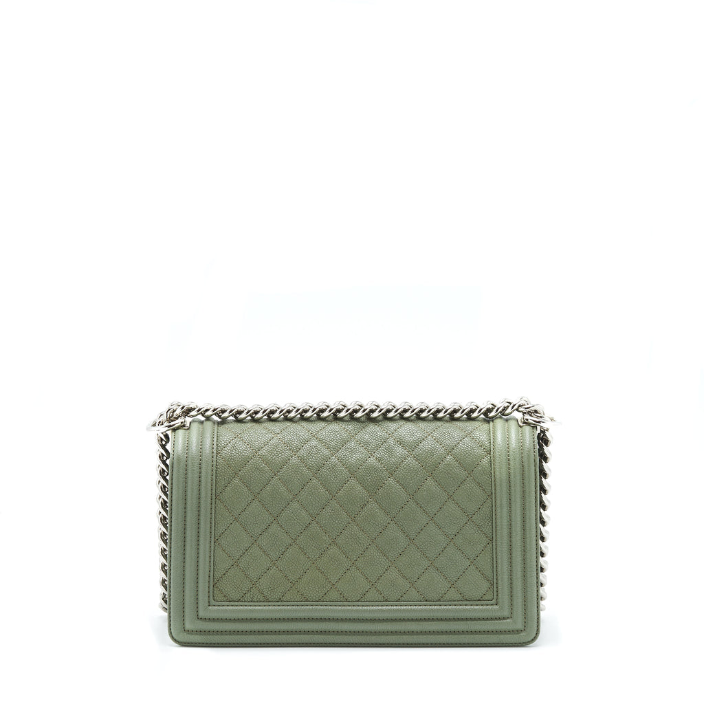 CHANEL MEDIUM BOY BAG CAVIAR LIGHT GREEN SHW