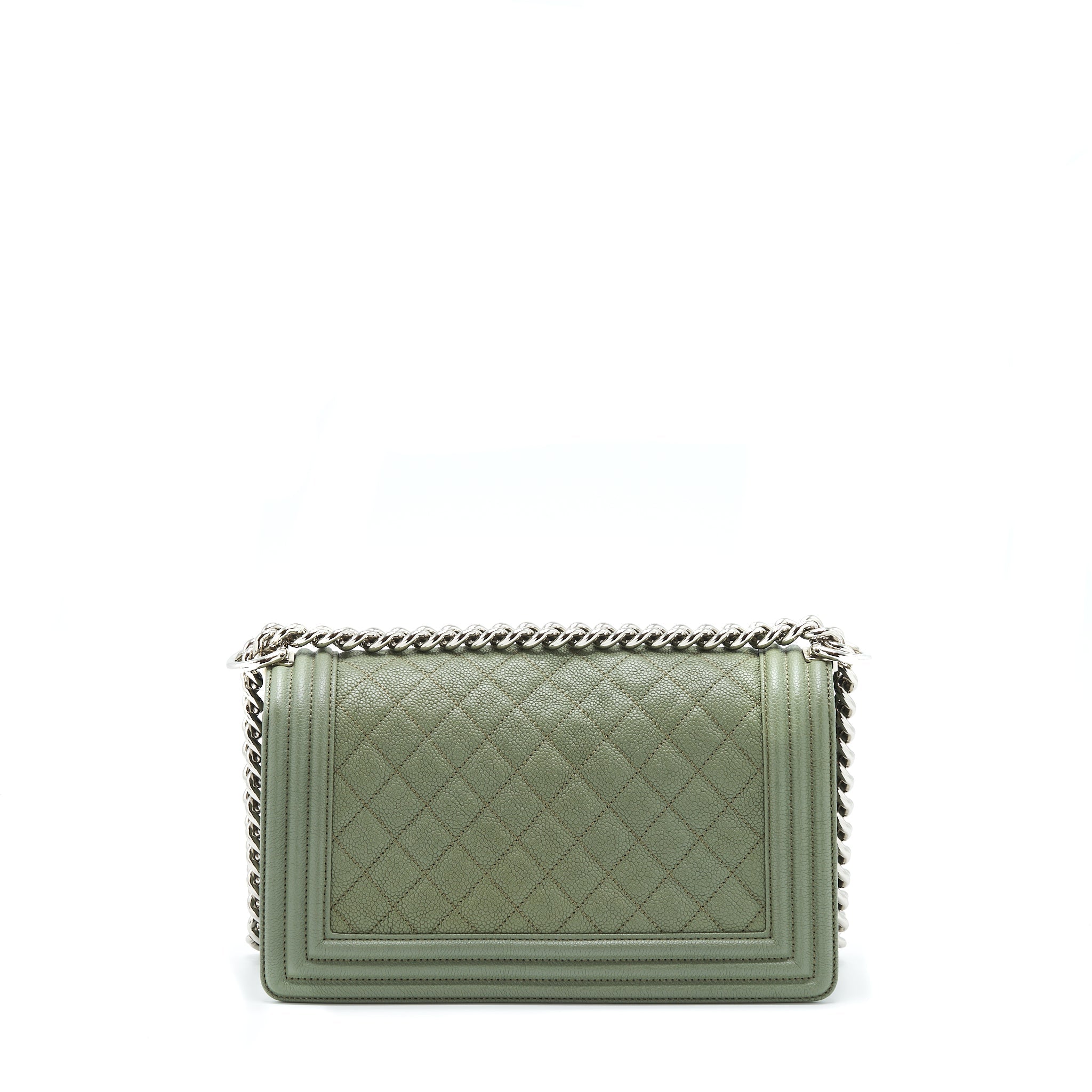 CHANEL MEDIUM BOY BAG CAVIAR LIGHT GREEN SHW