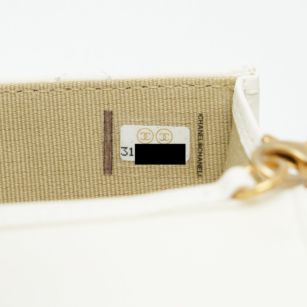 CHANEL PEARL CRUSH MINI FLAP BELT BAG WHITE LAMBSKIN GHW