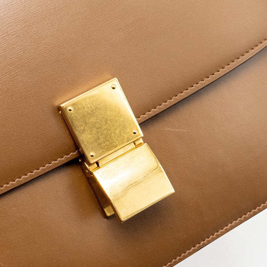 CELINE MEDIUM CLASSIC BOX BAG CALFSKIN BROWN GHW