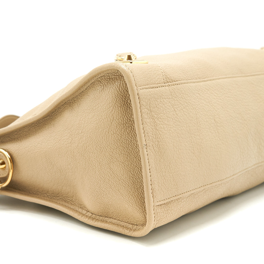 BALENCIAGA MEDIUM METALLIC EDGE CITY BAG BEIGE LGHW