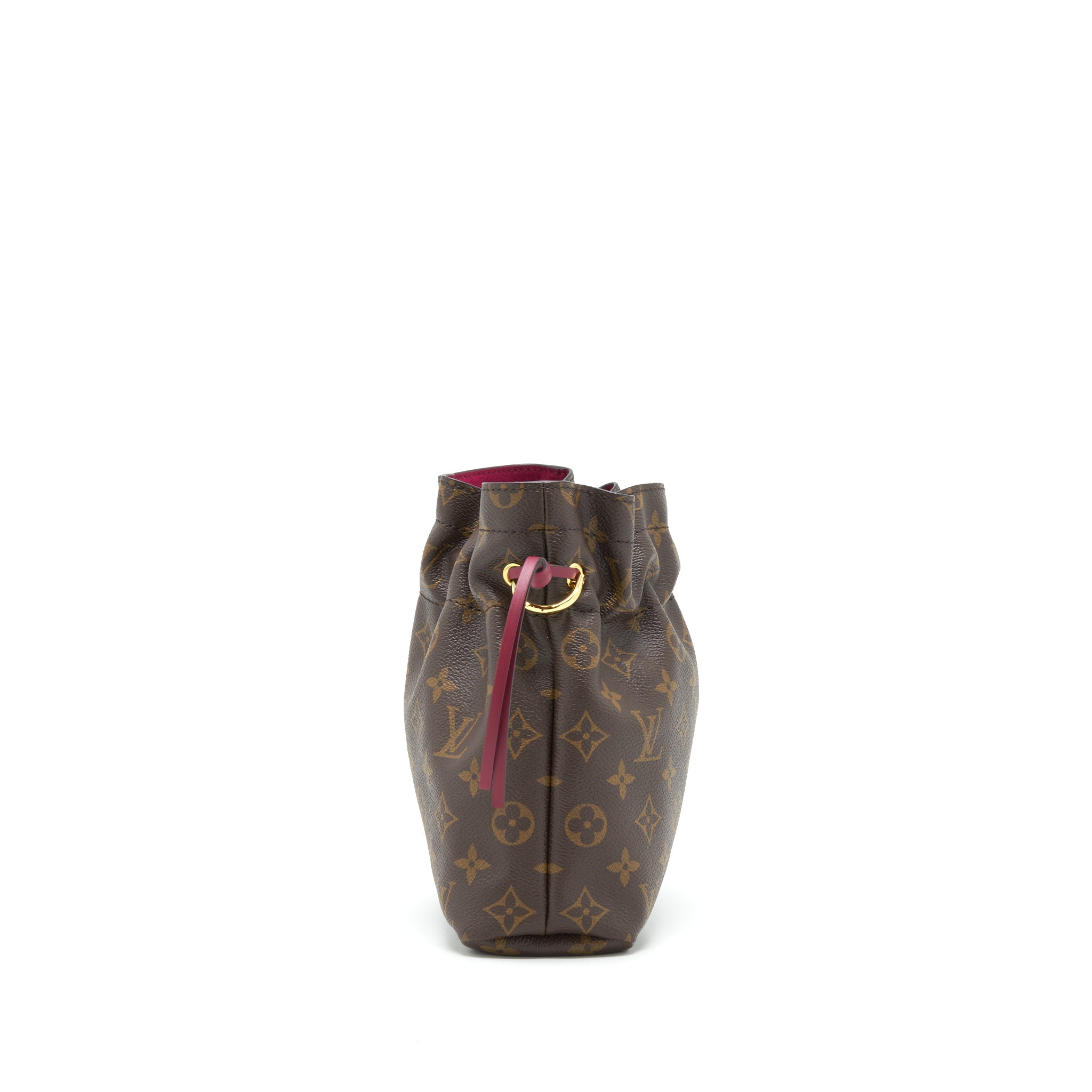 LOUIS VUITTON NOE POUCH MONOGRAM CANVAS / FUCHSIA WITH BANDOULIERE SHOULDER STRAP