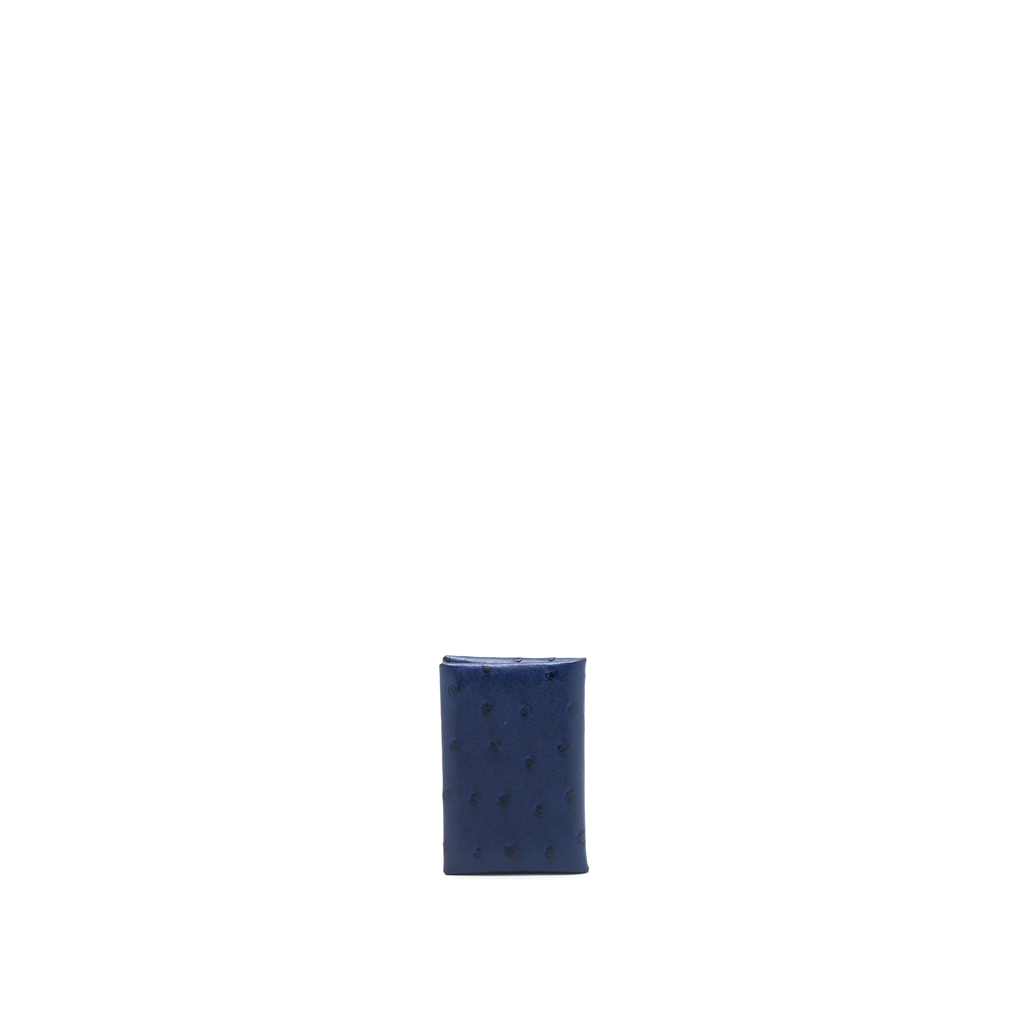 HERMES CALVI CARD HOLDER OSTRICH BLUE SHW