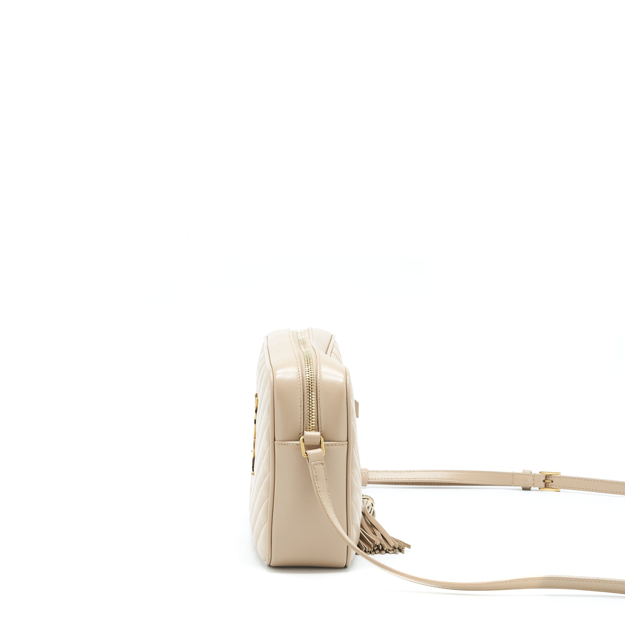SAINT LAURENT LOU CAMERA BAG CALFSKIN DARK BEIGE GHW