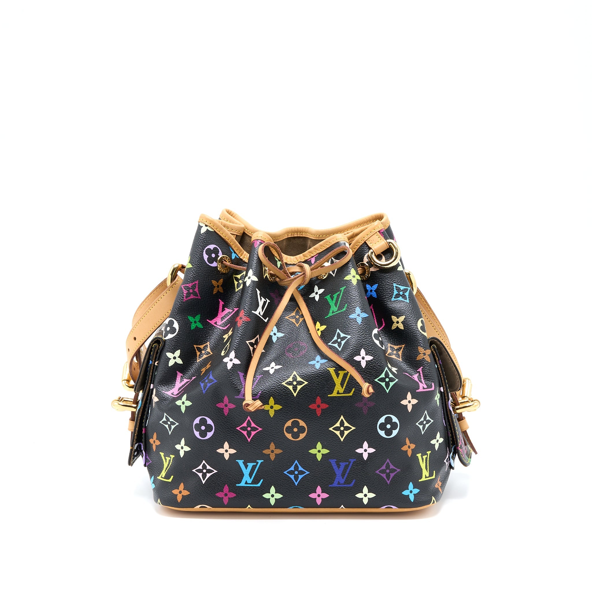 LOUIS VUITTON PETIT NOE BLACK MONOGRAM MULTICOLOUR GHW