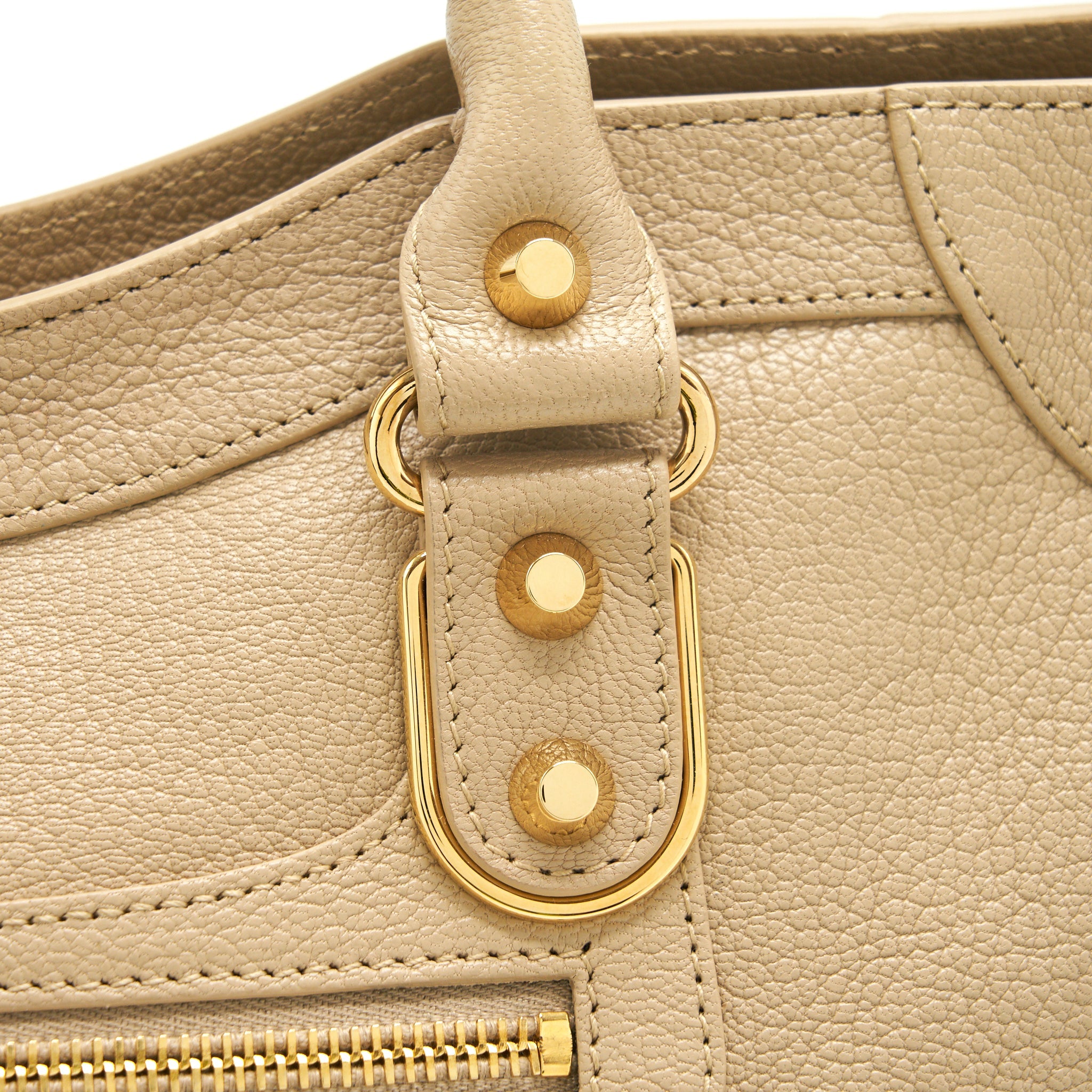 BALENCIAGA MEDIUM METALLIC EDGE CITY BAG BEIGE LGHW
