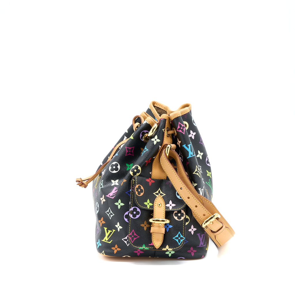 LOUIS VUITTON PETIT NOE BLACK MONOGRAM MULTICOLOUR GHW