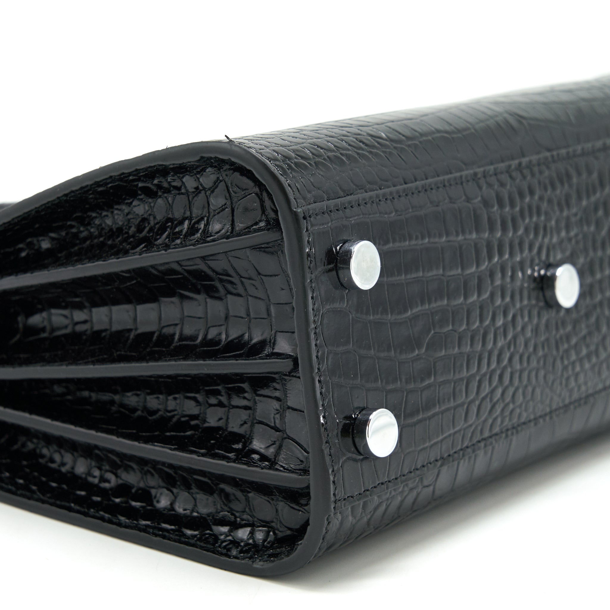 SAINT LAURENT SAC DE JOUR NANO IN CROC EMBOSSED CALFSKIN BLACK SHW