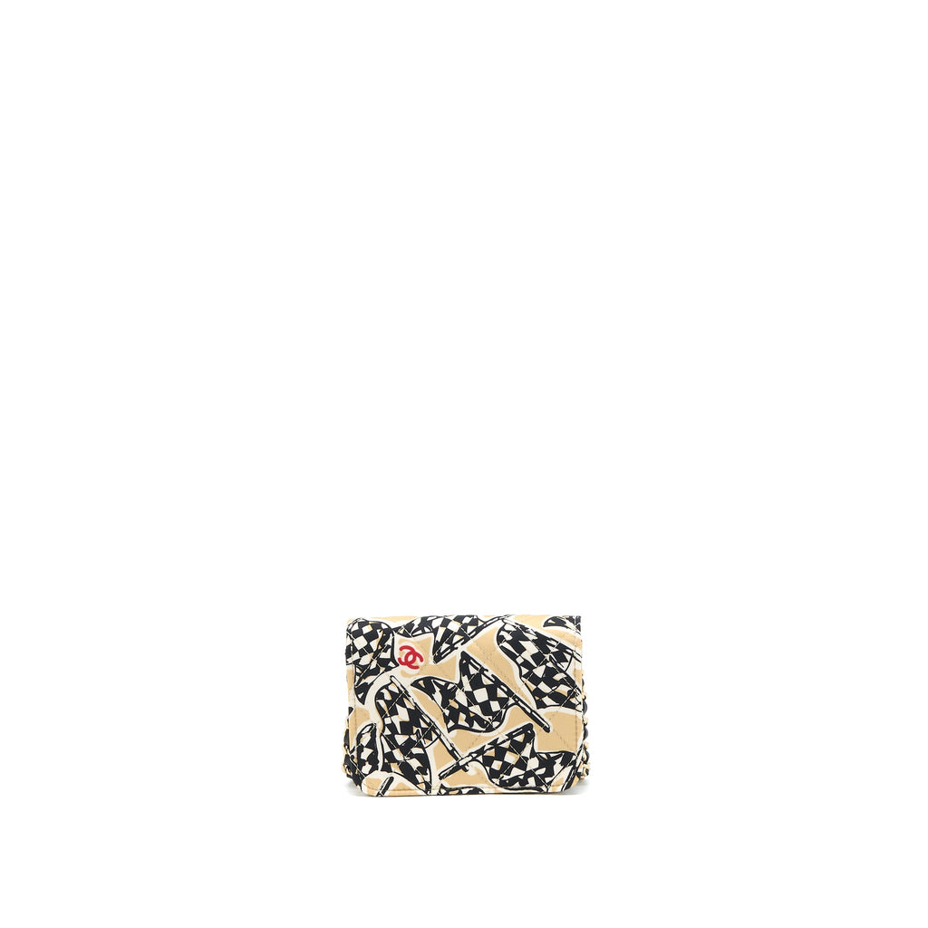 CHANEL MINI FLAP BAG WITH CHAIN FABRIC MULTICOLOUR LGHW (MICROCHIP)