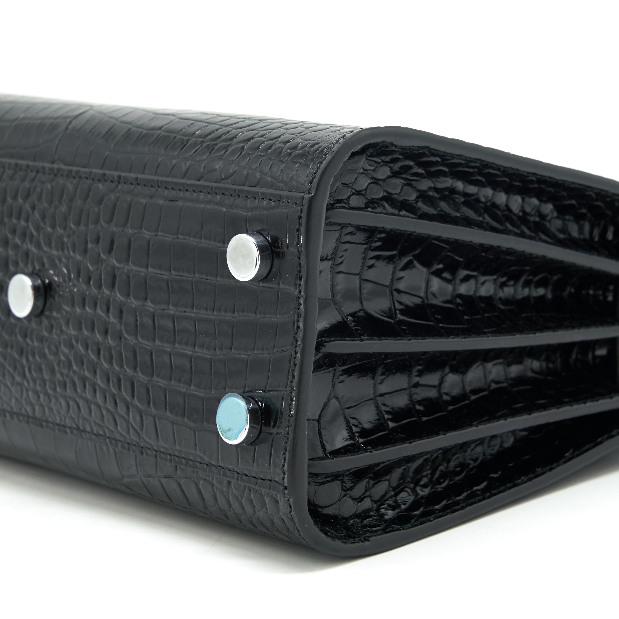 SAINT LAURENT SAC DE JOUR NANO IN CROC EMBOSSED CALFSKIN BLACK SHW