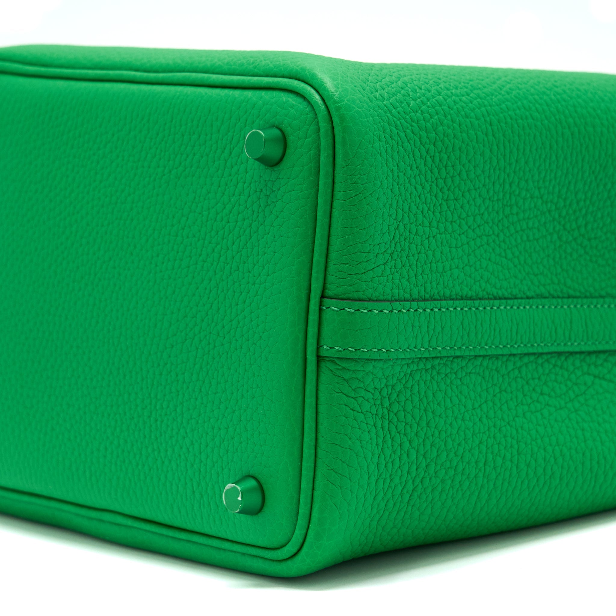 HERMES PICOTIN 18 LOCK BAG CLEMENCE 1K BAMBOU WITH GREEN HARDWARE