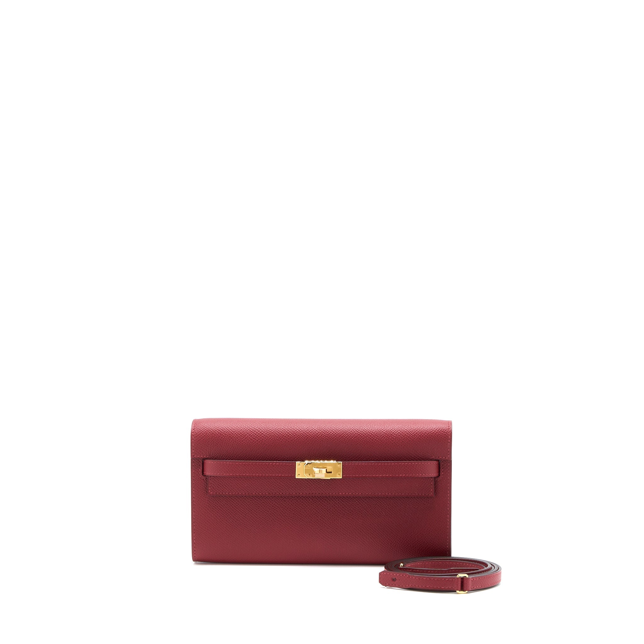 HERMES KELLY TO GO EPSOM K1 ROUGE GRENAT GHW