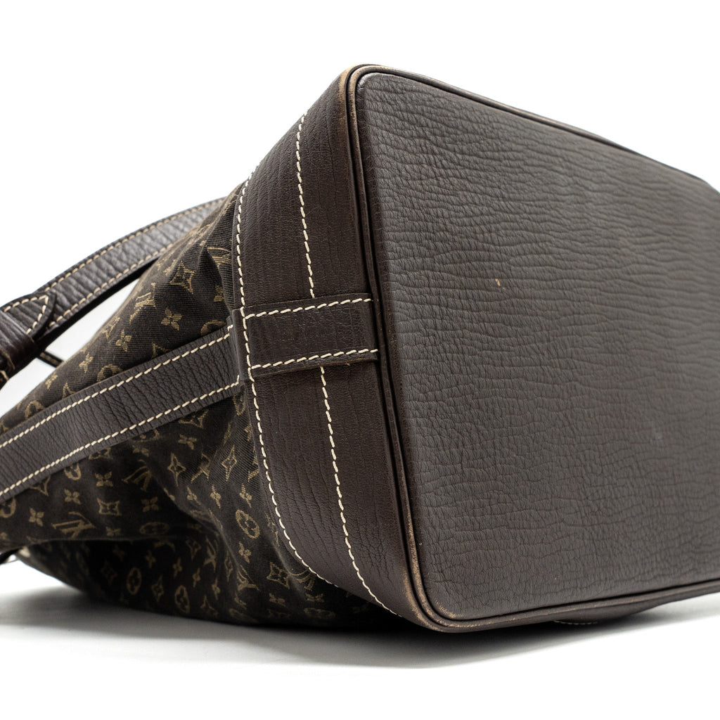 LOUIS VUITTON LIN NOE BAG FABRIC / LEATHER EBENE GHW