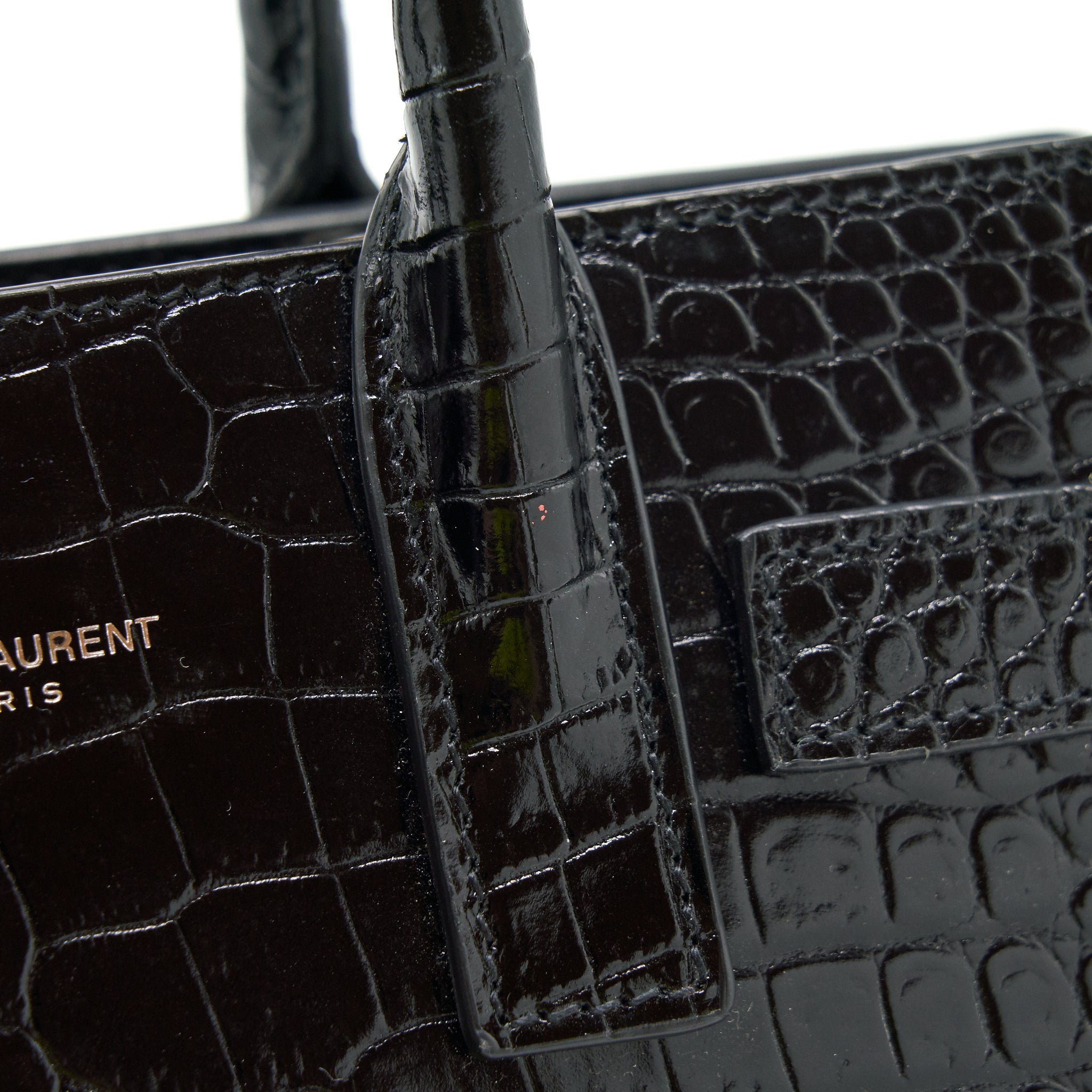 SAINT LAURENT SAC DE JOUR NANO IN CROC EMBOSSED CALFSKIN BLACK SHW