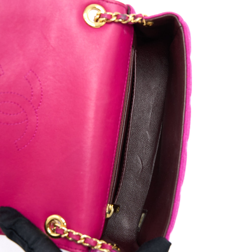 CHANEL SEASONAL MINI FLAP BAG FABRIC PINK LGHW