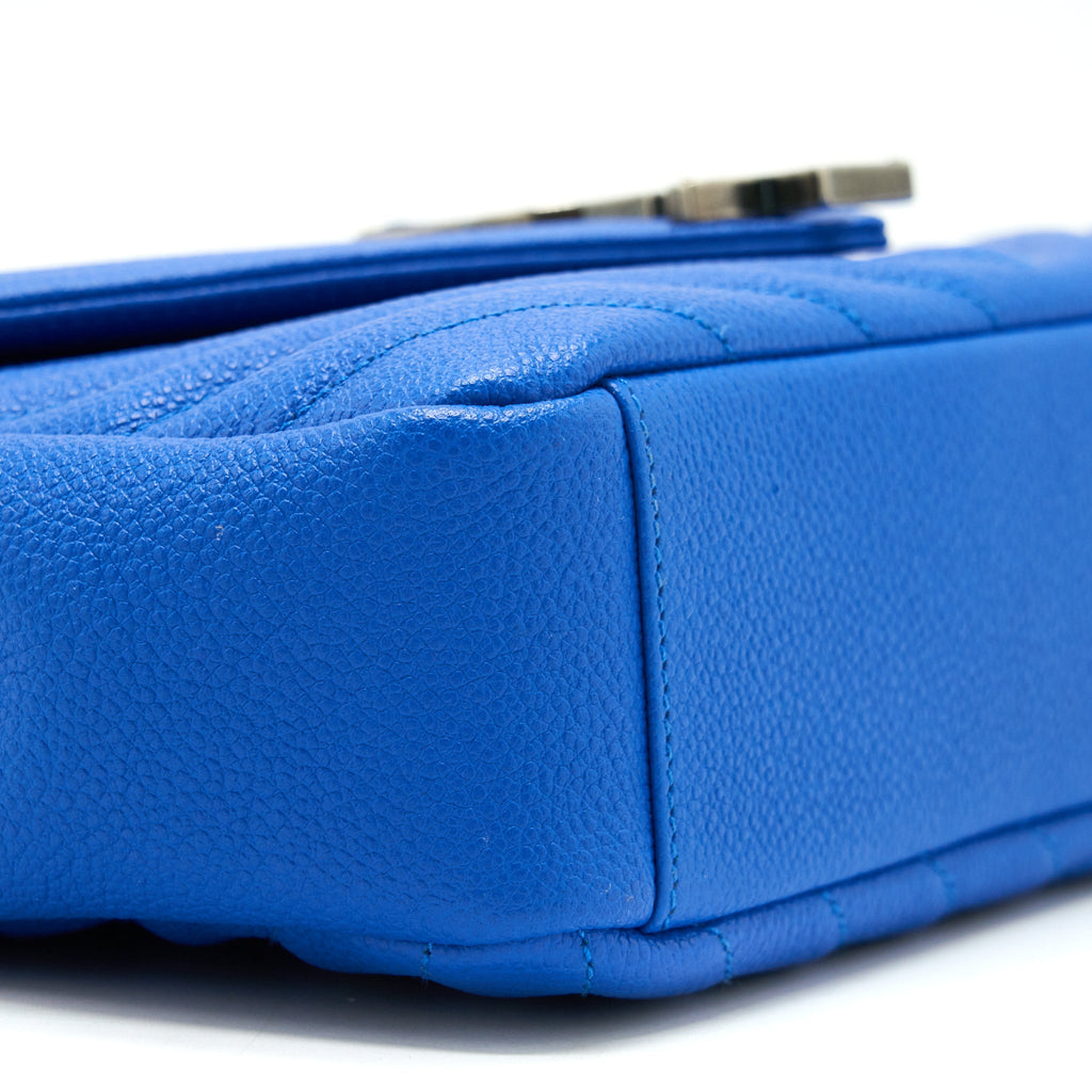 SAINT LAURENT MINI COLLEGE BAG GRAINED CALFSKIN BLUE RUTHENIUM HARDWARE