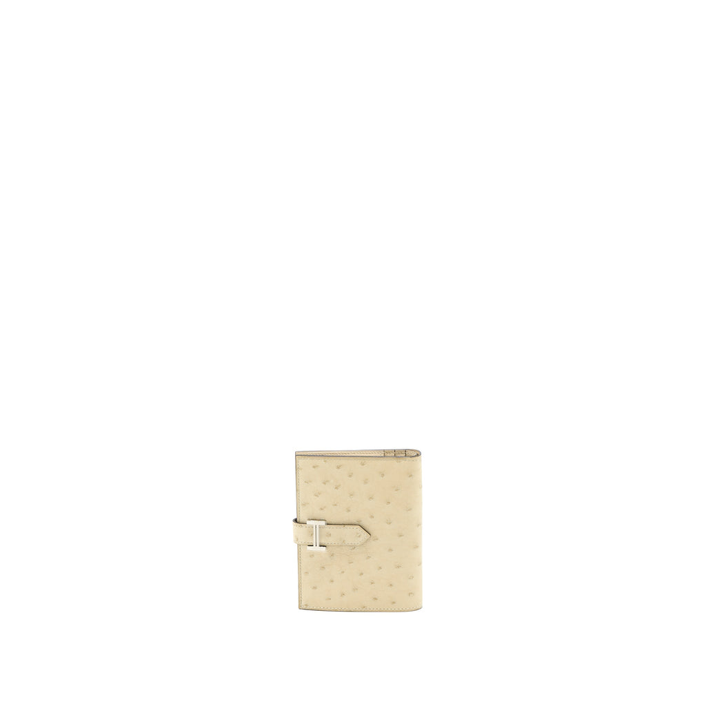 HERMES BEARN WALLET OSTRICH 3C PARCHEMIN SHW