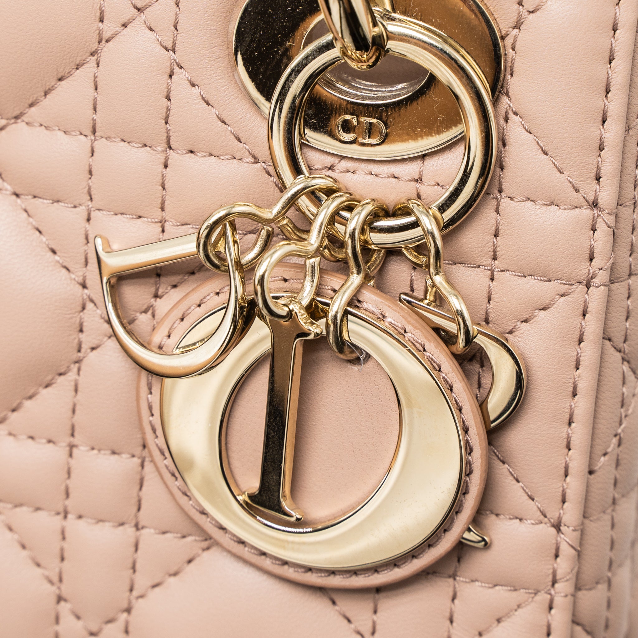 DIOR MINI LADY DIOR CANNAGE LAMBSKIN BLUSH LGHW