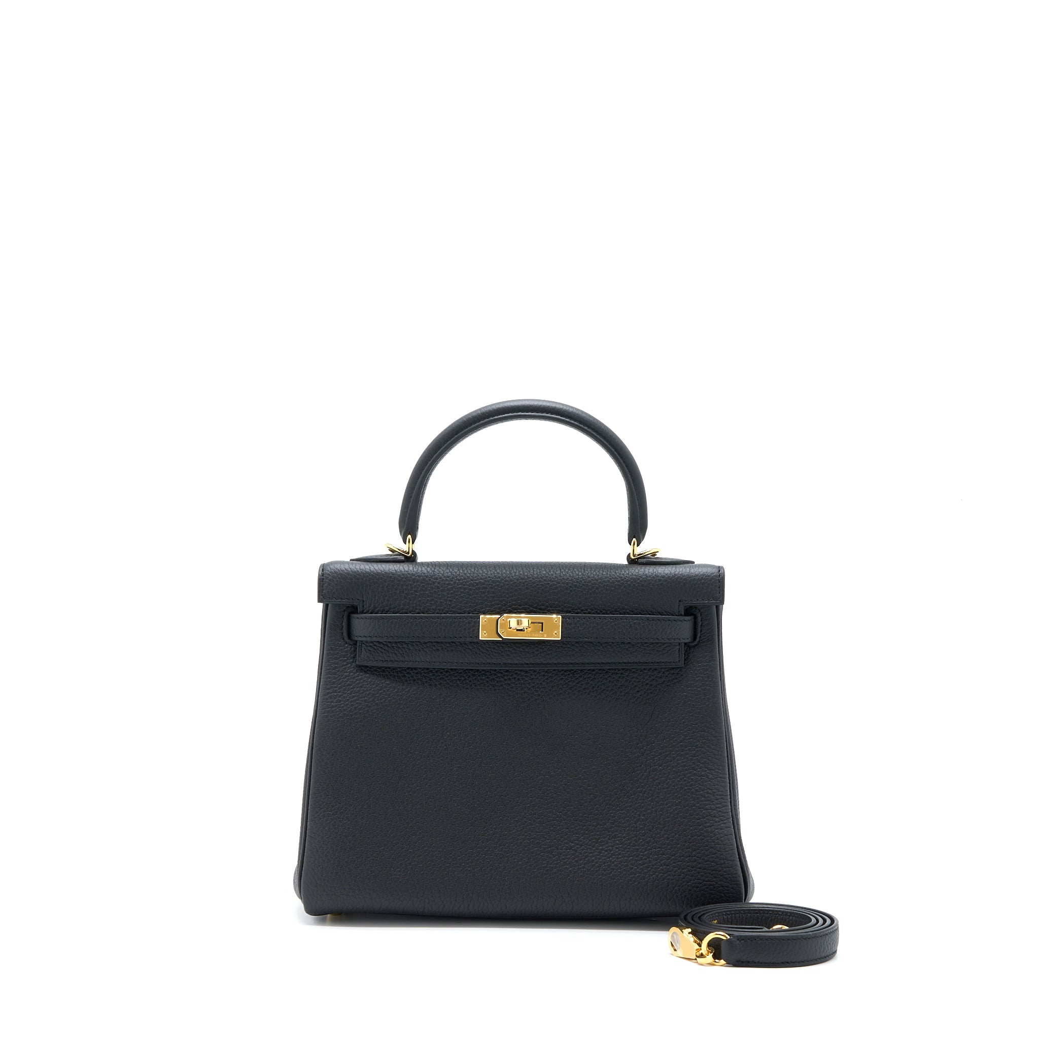 HERMES KELLY 25 TOGO BLACK GHW
