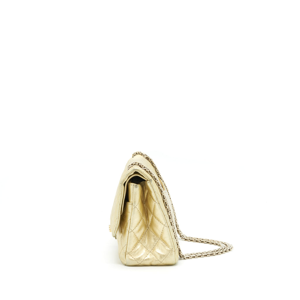 CHANEL 2.55 REISSUE 226 DOUBLE FLAP BAG GOLD GHW