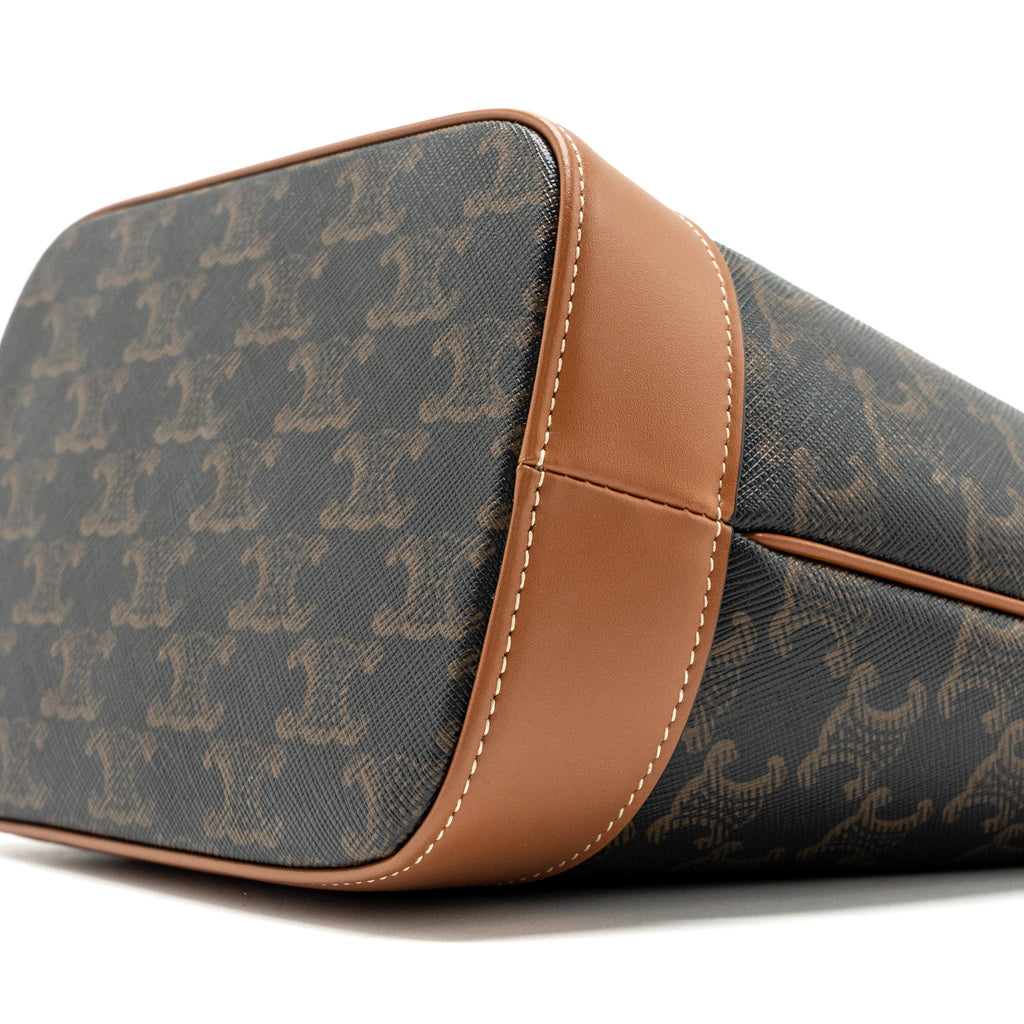 CELINE SMALL BUCKET BAG TRIOMPHE CANVAS/ LEATHER GHW