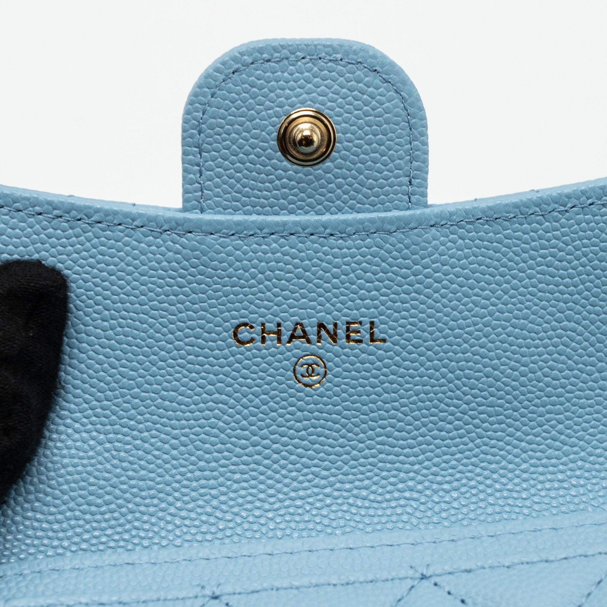 CHANEL CLASSIC FLAP CARD HOLDER CAVIAR BLUE LGHW