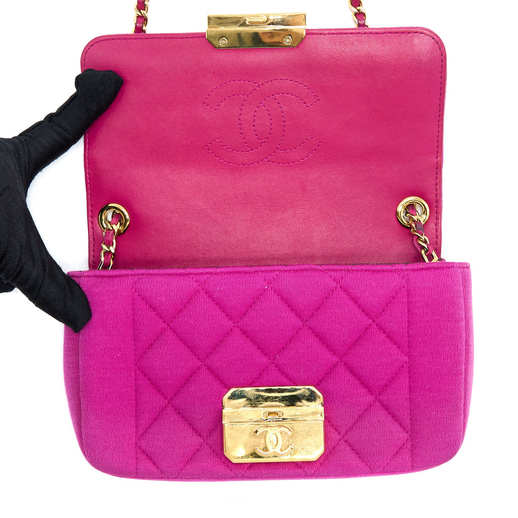 CHANEL SEASONAL MINI FLAP BAG FABRIC PINK LGHW