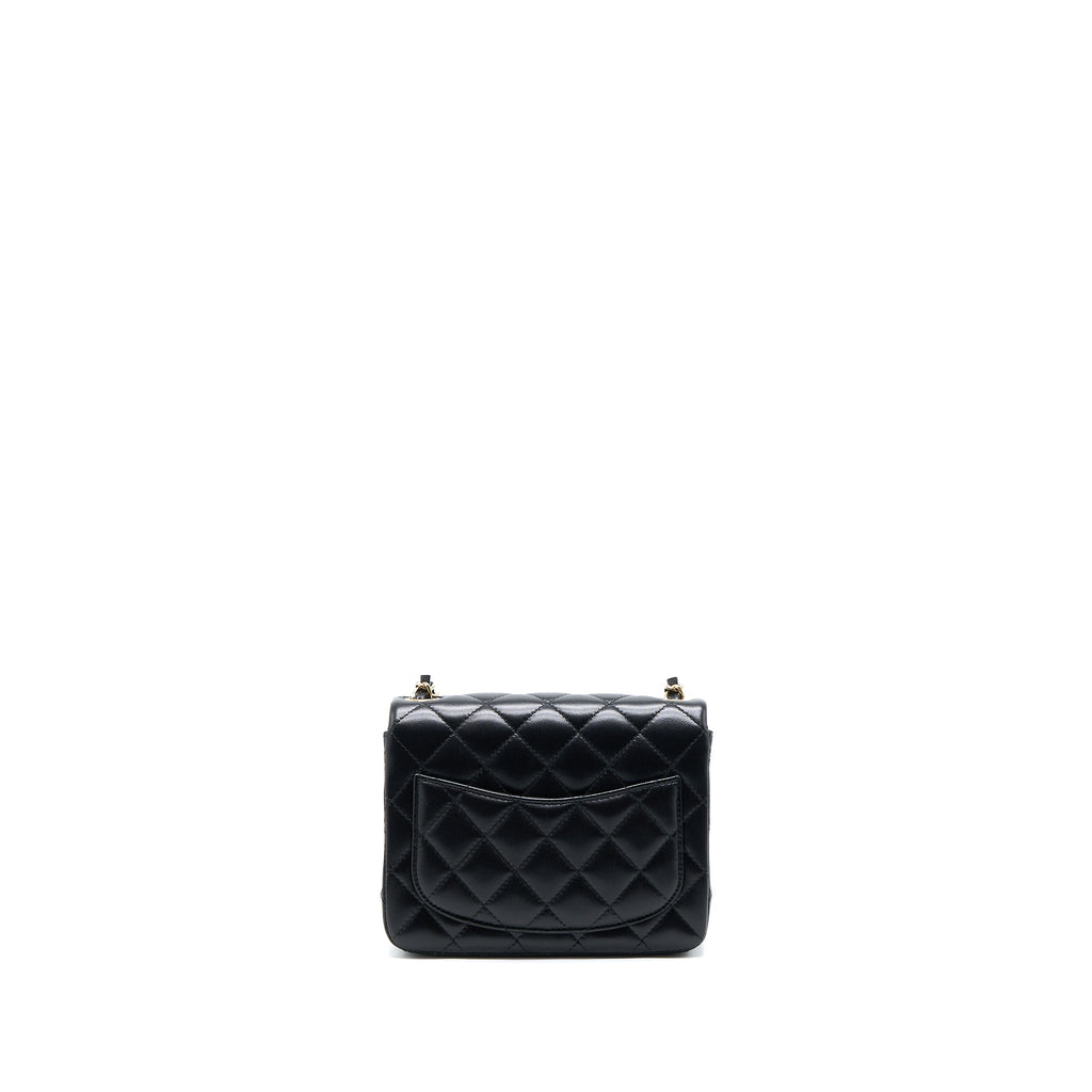 CHANEL MINI SQUARE FLAP BAG LAMBSKIN BLACK LGHW (MICROCHIP)