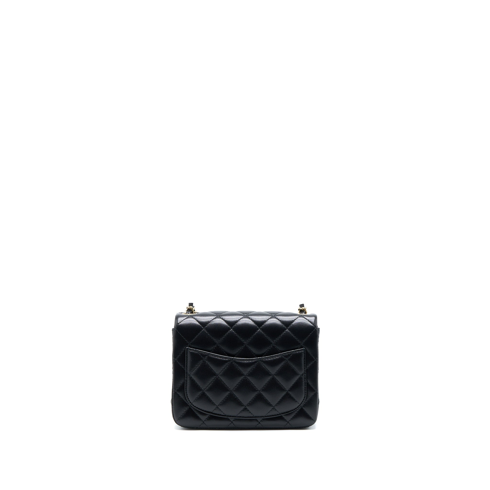 CHANEL MINI SQUARE FLAP BAG LAMBSKIN BLACK LGHW (MICROCHIP)