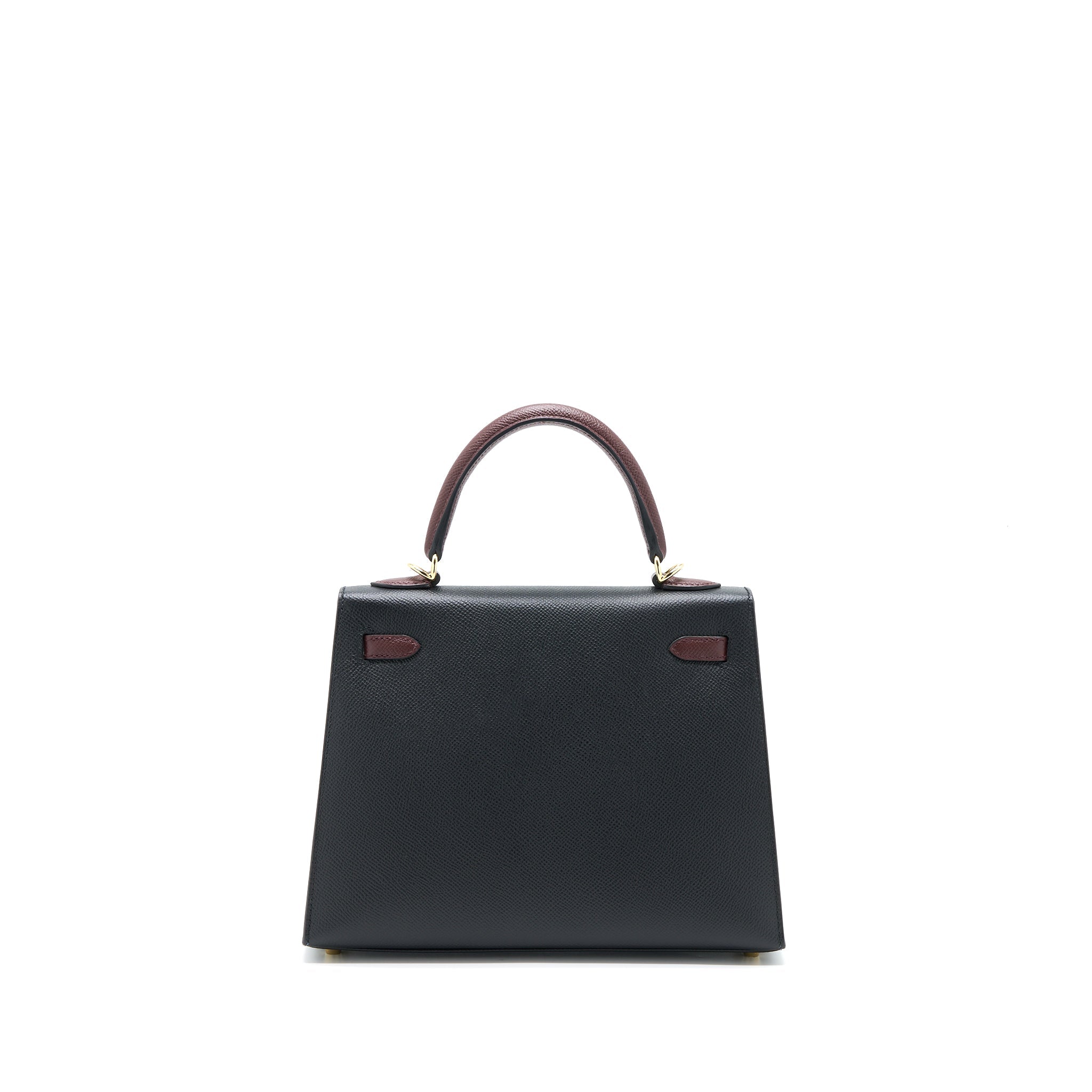 HERMES KELLY 25 SPECIAL ORDER EPSOM BLACK/ ROUGE H GHW