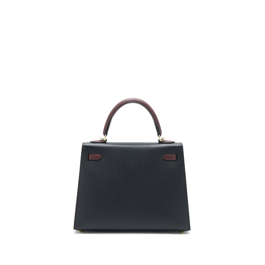 HERMES KELLY 25 SPECIAL ORDER EPSOM BLACK/ ROUGE H LGHW