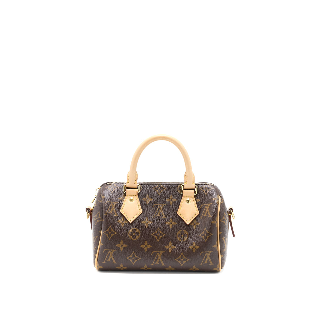 LOUIS VUITTON SPEEDY BANDOULIERE 20 MONOGRAM CANVAS WITH FUCHSIA STRAP GHW