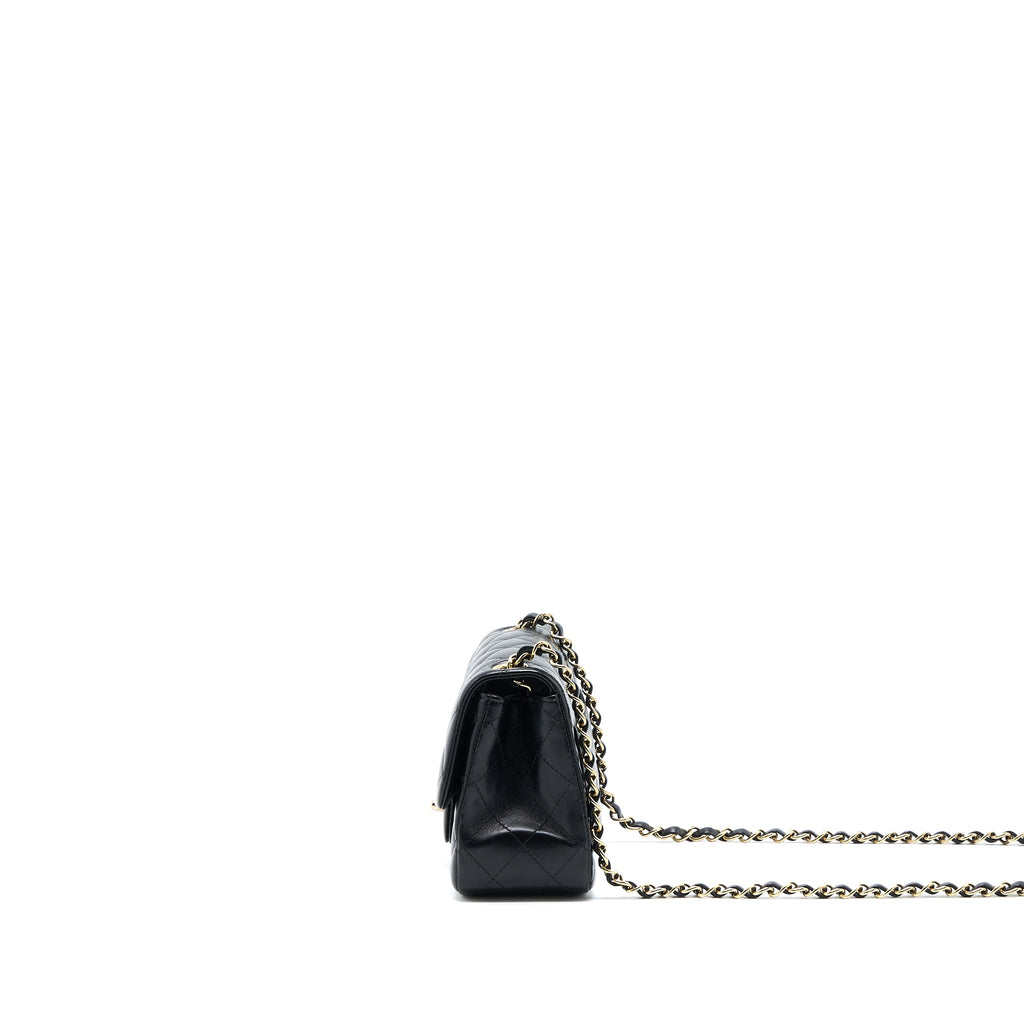CHANEL MINI SQUARE FLAP BAG LAMBSKIN BLACK LGHW (MICROCHIP)