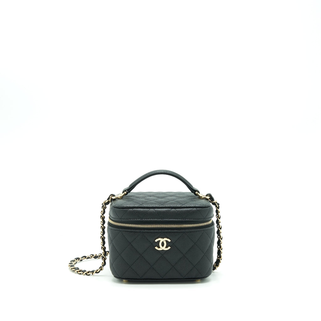 CHANEL 22S TOP HANDLE VANITY CAVIAR BLACK LGHW (MICROCHIP)