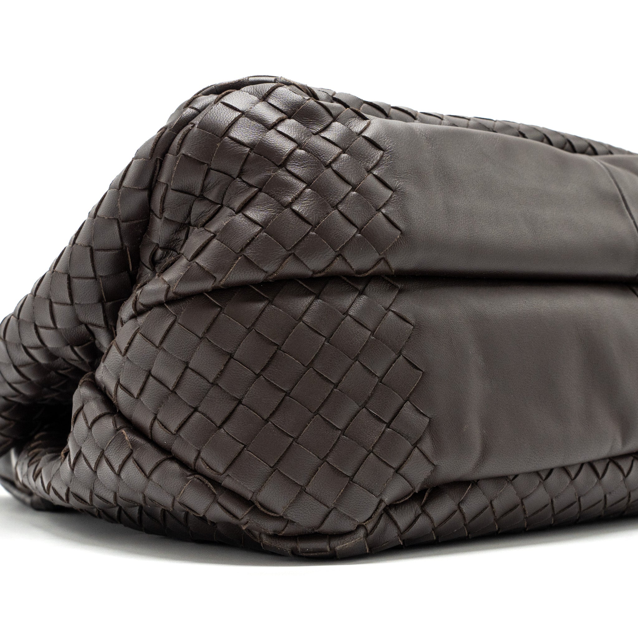 BOTTEGE VENETA HOBO BAG NAPPA BROWN BLACK HARDWARE