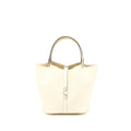 HERMES PICOTIN 22 LOCK TOUCH BAG CLEMENCE WITH OSTRICH HANDLE NATA/TRENCH SHW