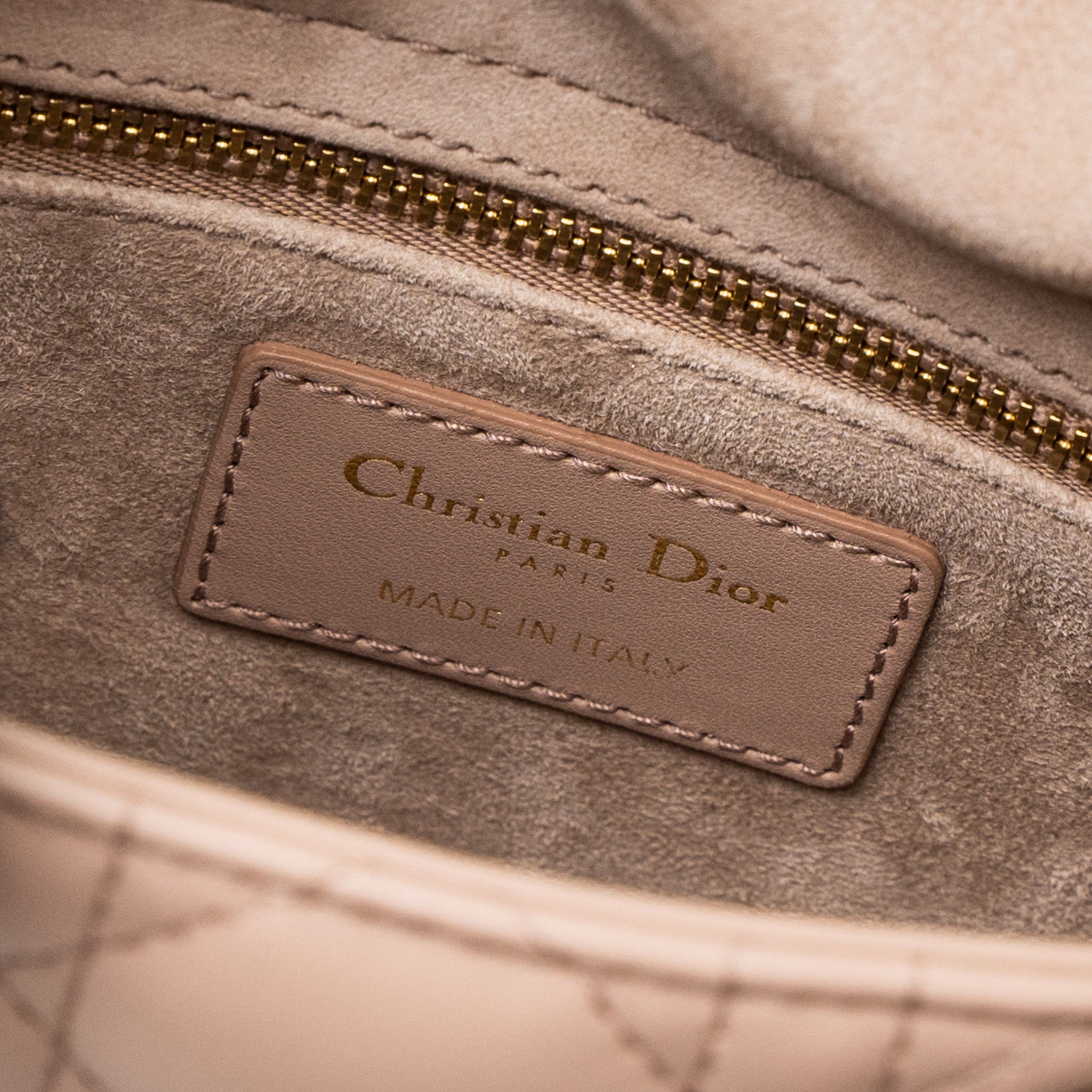 DIOR MINI LADY DIOR CANNAGE LAMBSKIN BLUSH LGHW