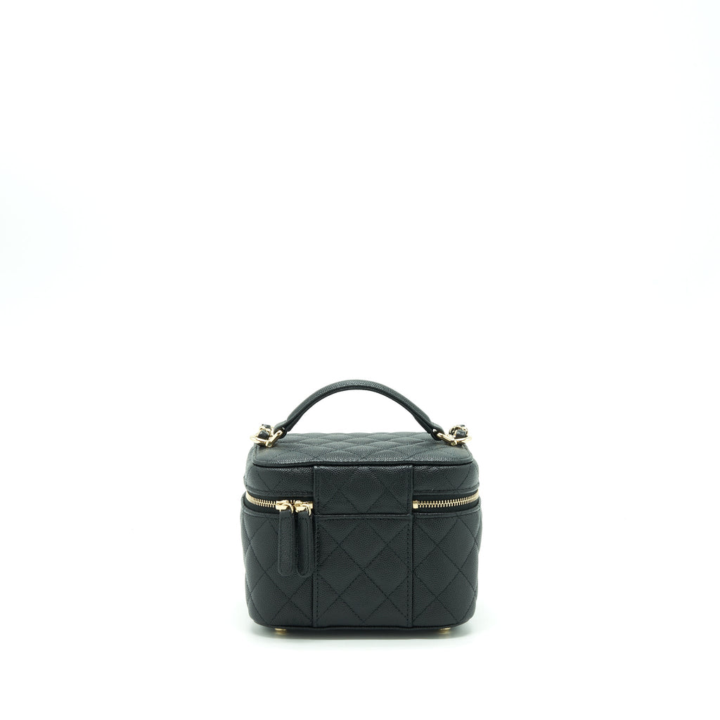 CHANEL 22S TOP HANDLE VANITY CAVIAR BLACK LGHW (MICROCHIP)