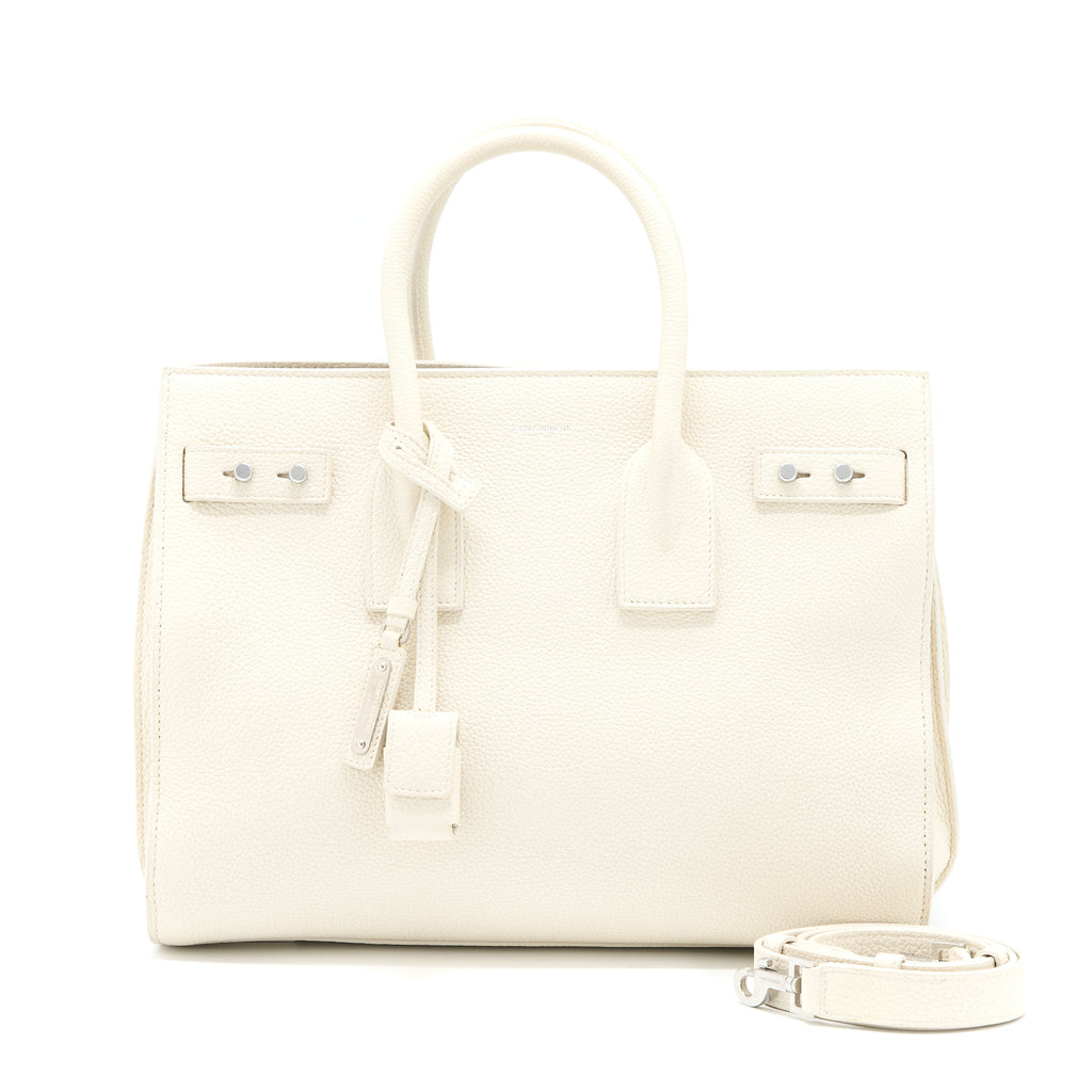 SAINT LAURENT SAC DE JOUR TOTE BAG CALFSKIN WHITE SHW