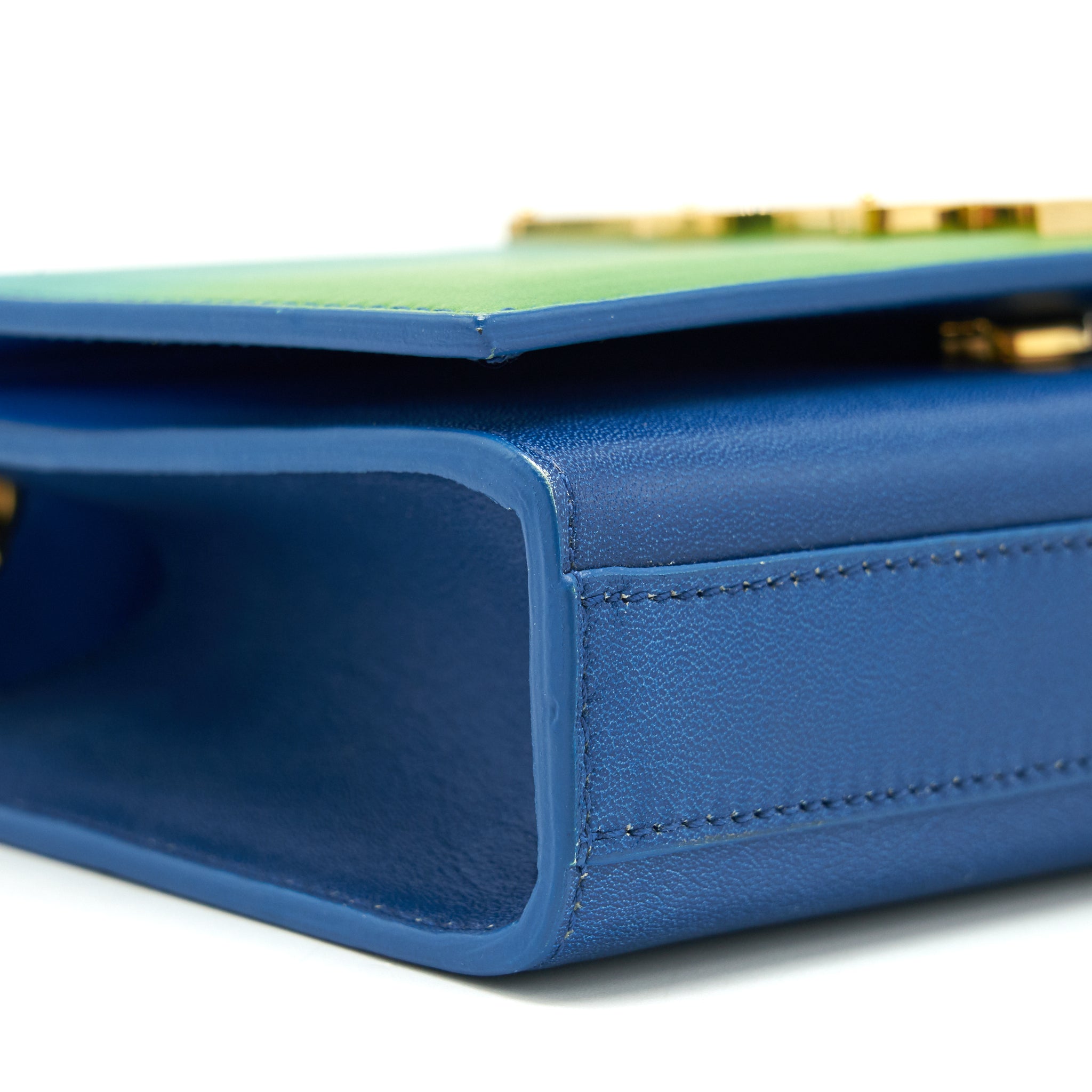 SAINT LAURENT MINI KATE CHAIN BAG (17CM) BLUE/ GREEN GHW