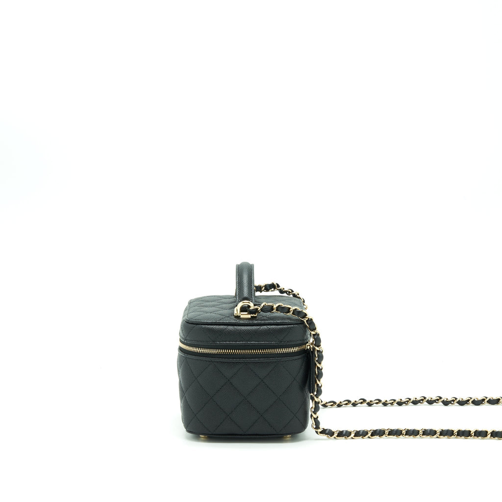 CHANEL 22S TOP HANDLE VANITY CAVIAR BLACK LGHW (MICROCHIP)