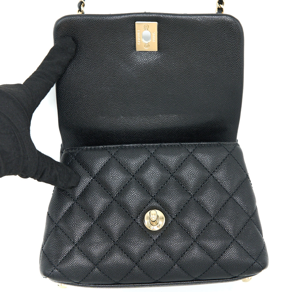CHANEL MINI COCO HANDLE CAVIAR BLACK LGHW