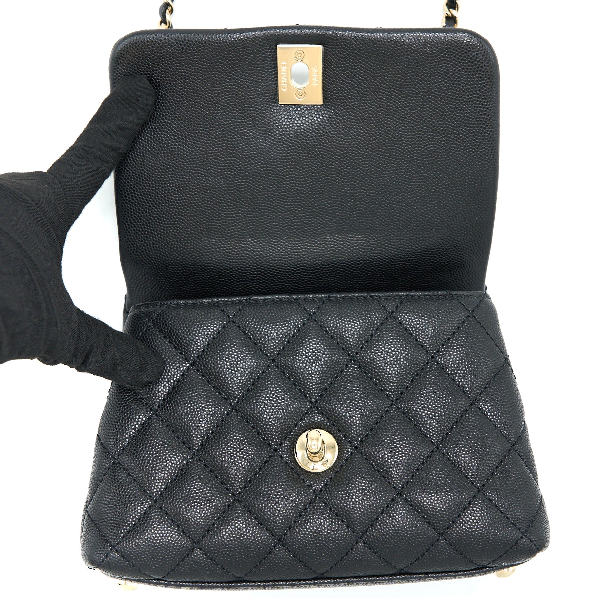CHANEL MINI COCO HANDLE CAVIAR BLACK LGHW