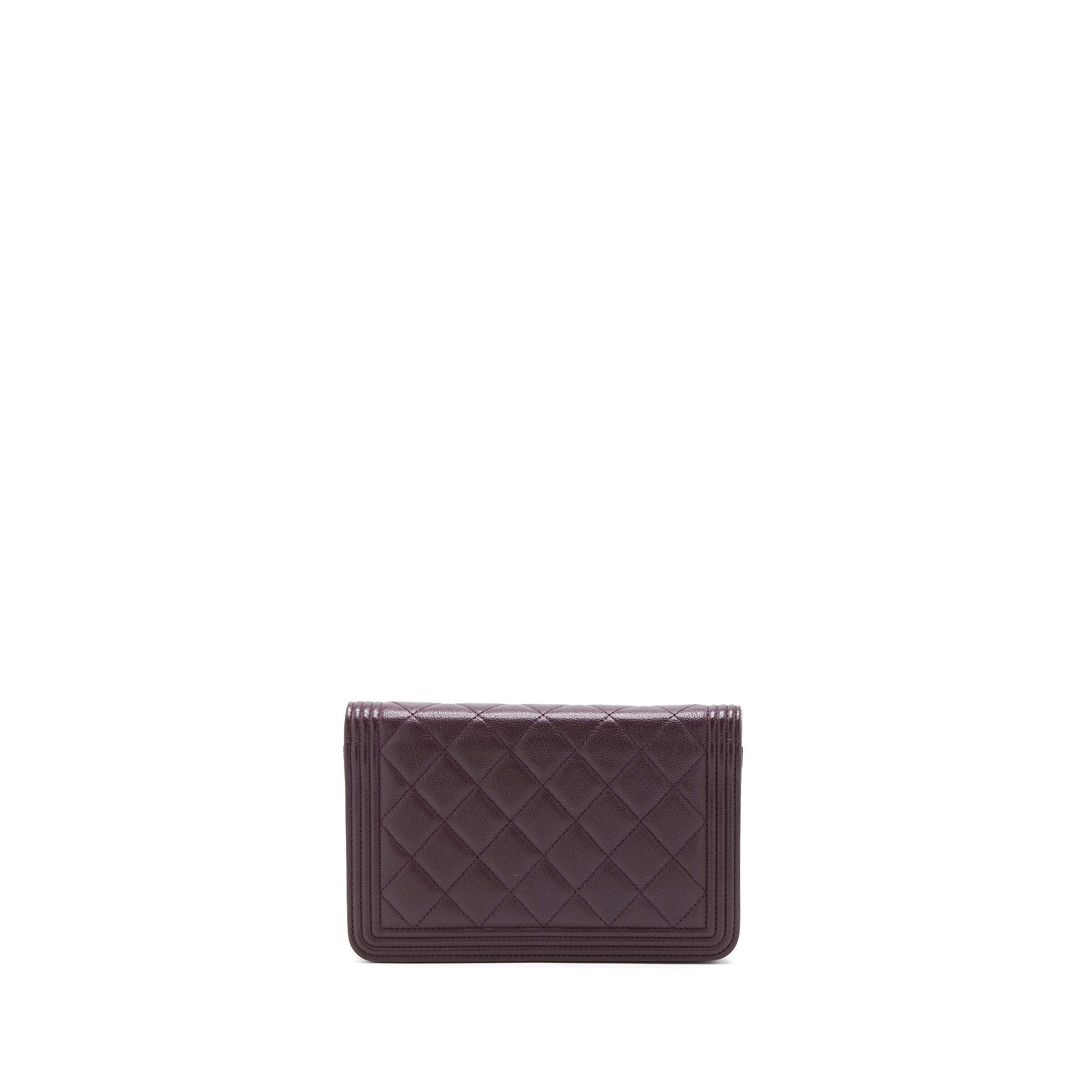CHANEL BOY WALLET ON CHAIN CAVIAR BURGUNDY GHW
