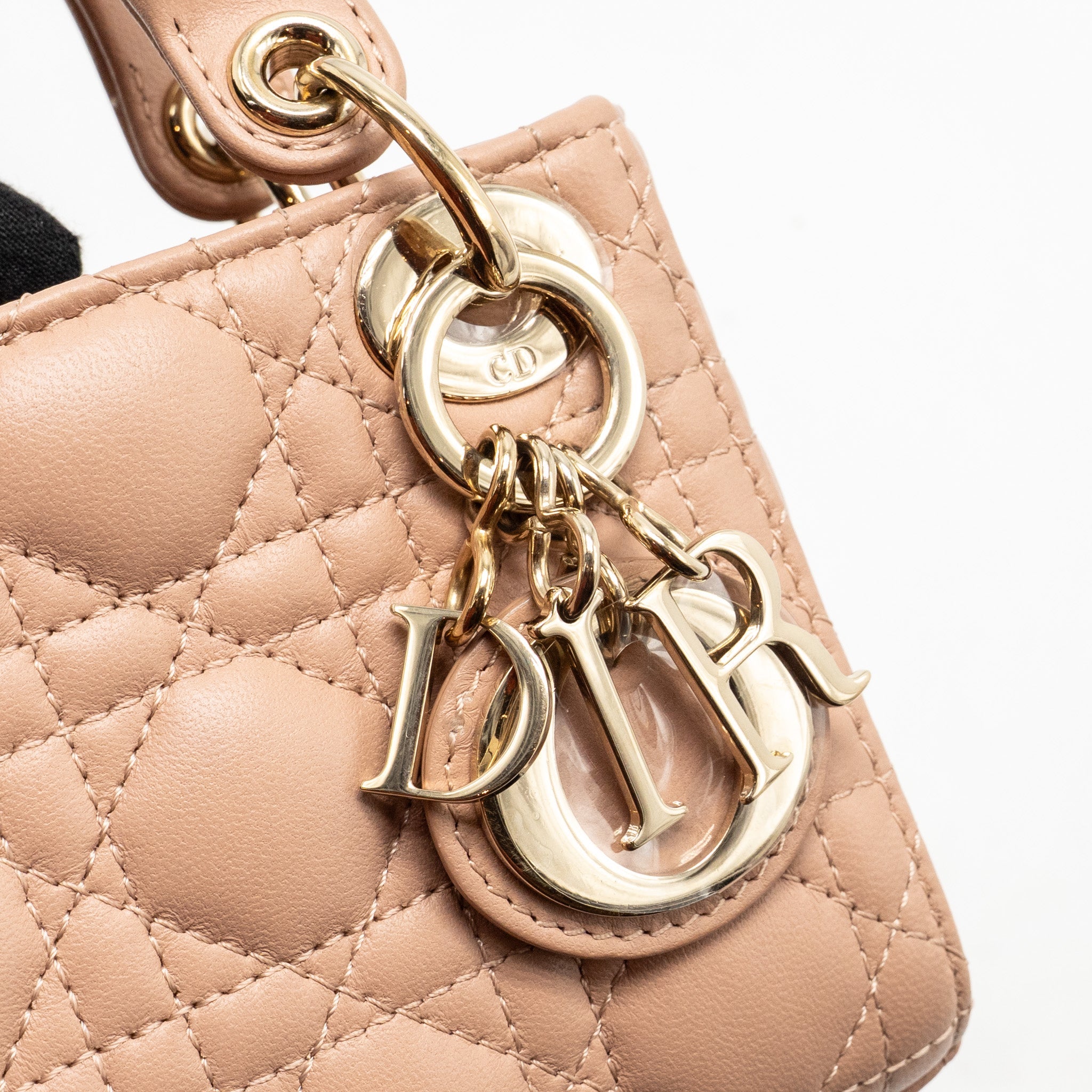 DIOR MICRO LADY DIOR CANNAGE LAMBSKIN ROSE DES VENTS LGHW